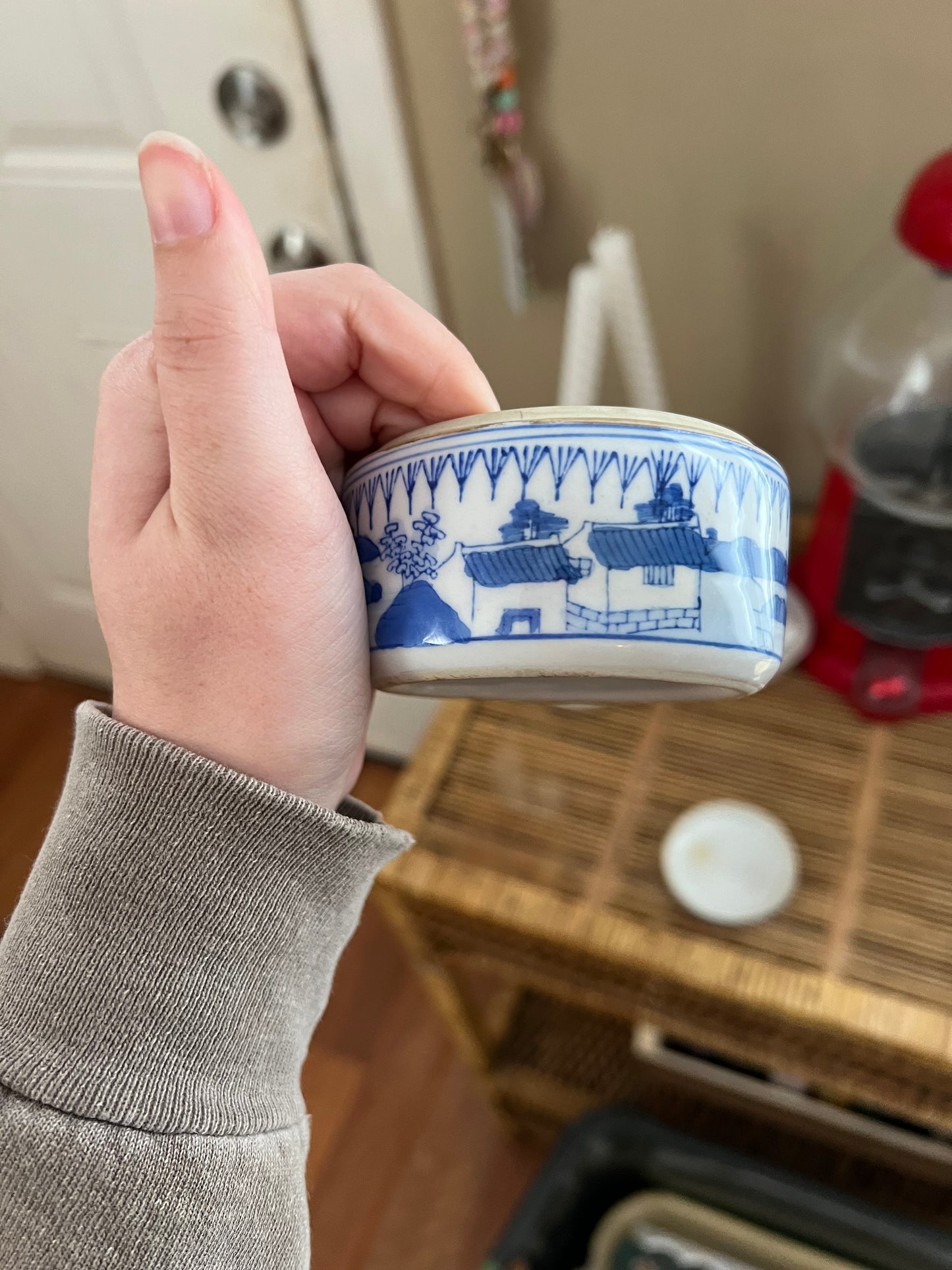 Vintage Blue & White Ceramic Trinket Box