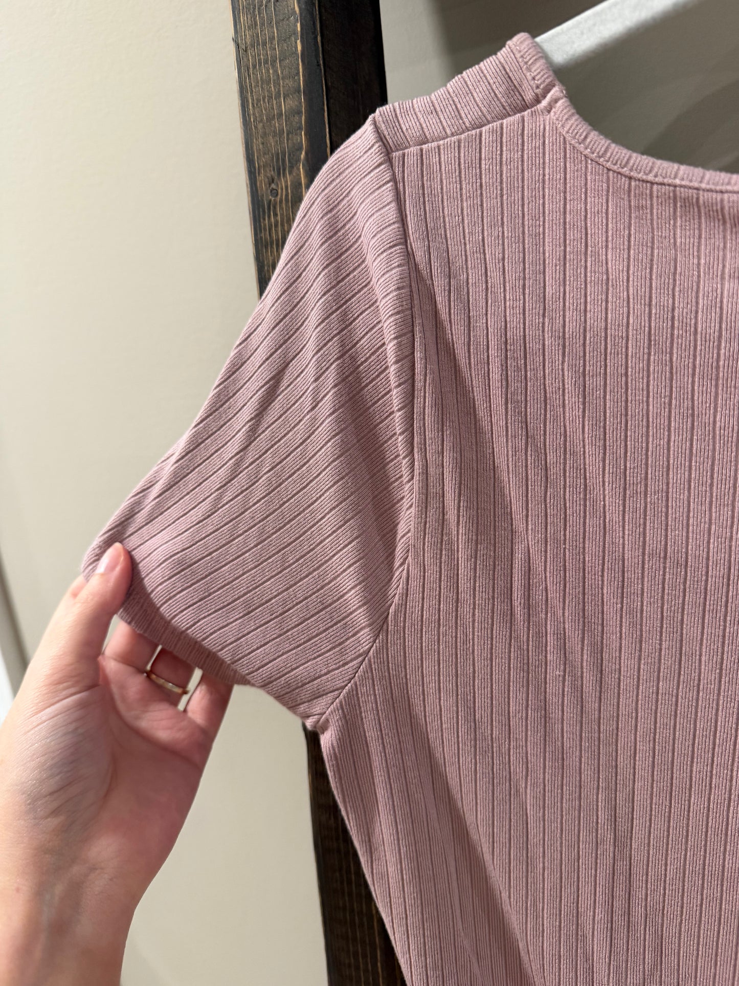 Size Large Madewell Pink Maeve Ribbed Square Neck Crop Top