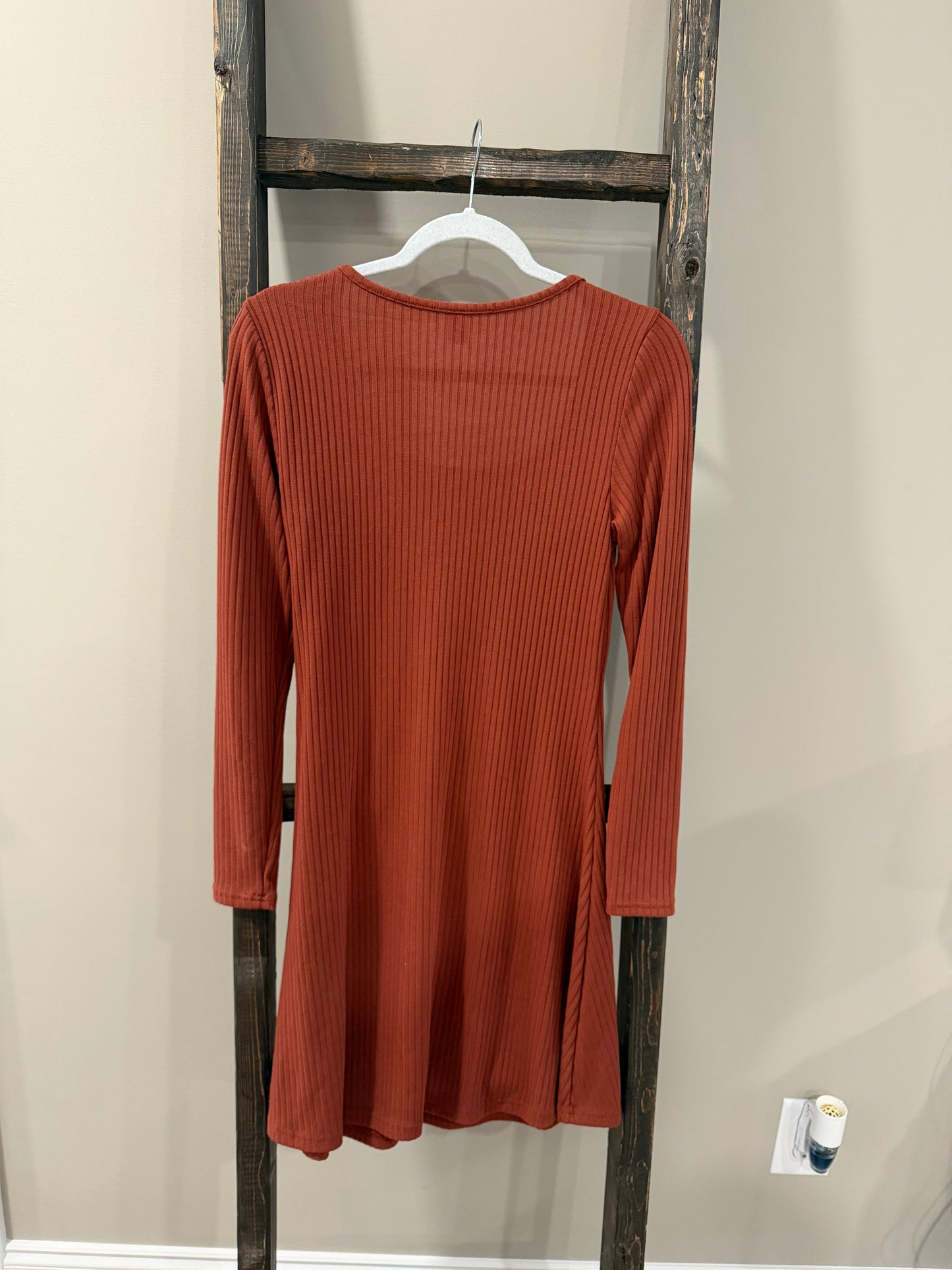 Size Small Old Navy Ribbed Burnt Orange Long Sleeve Midi Dress