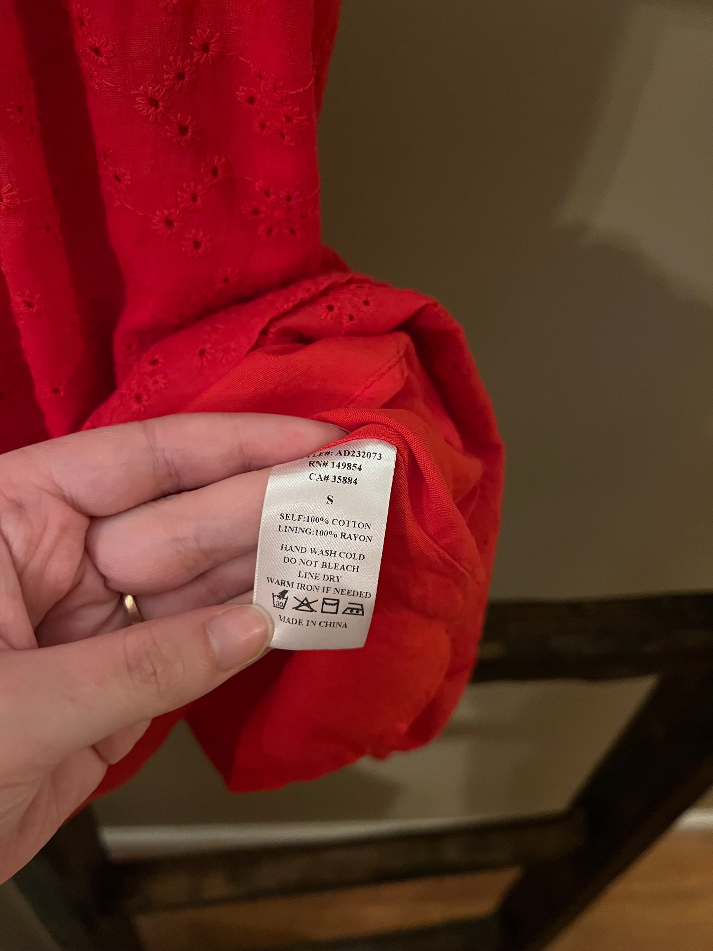 Size Small Sadie & Sage Red Eyelet Dress