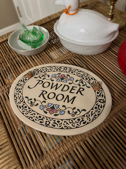 Vintage Trinity Pottery "Powder Room" Sign
