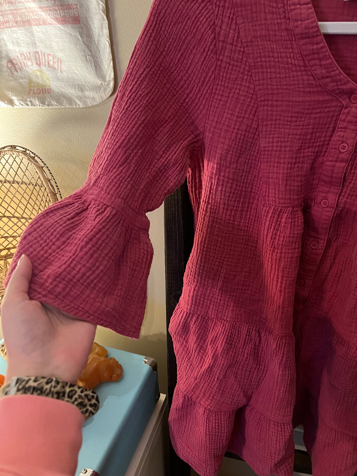 Size Medium Umgee Pink Cotton Blouse