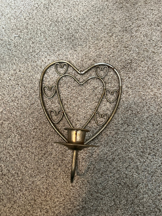 Vintage Brass Heart Wall Sconce
