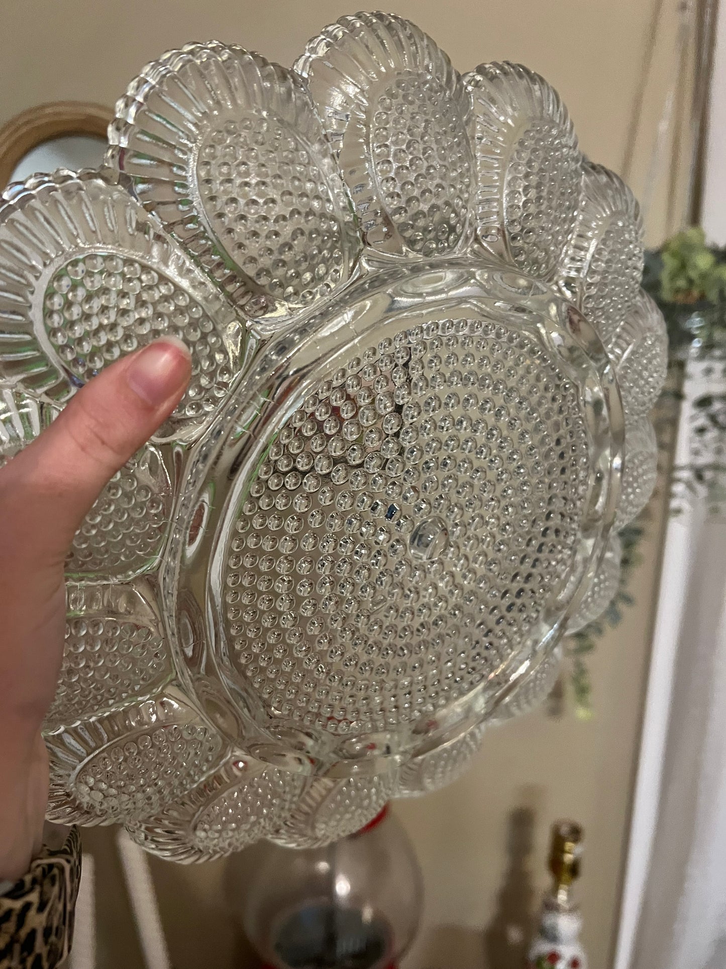 Vintage Indiana Glass Hobnail Egg Plate