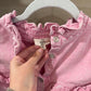 Size Medium Entro Boutique Pink Denim Button-Up Ruffle Top