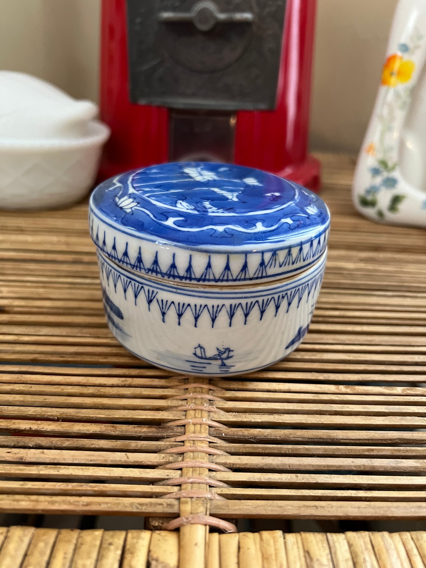 Vintage Blue & White Ceramic Trinket Box