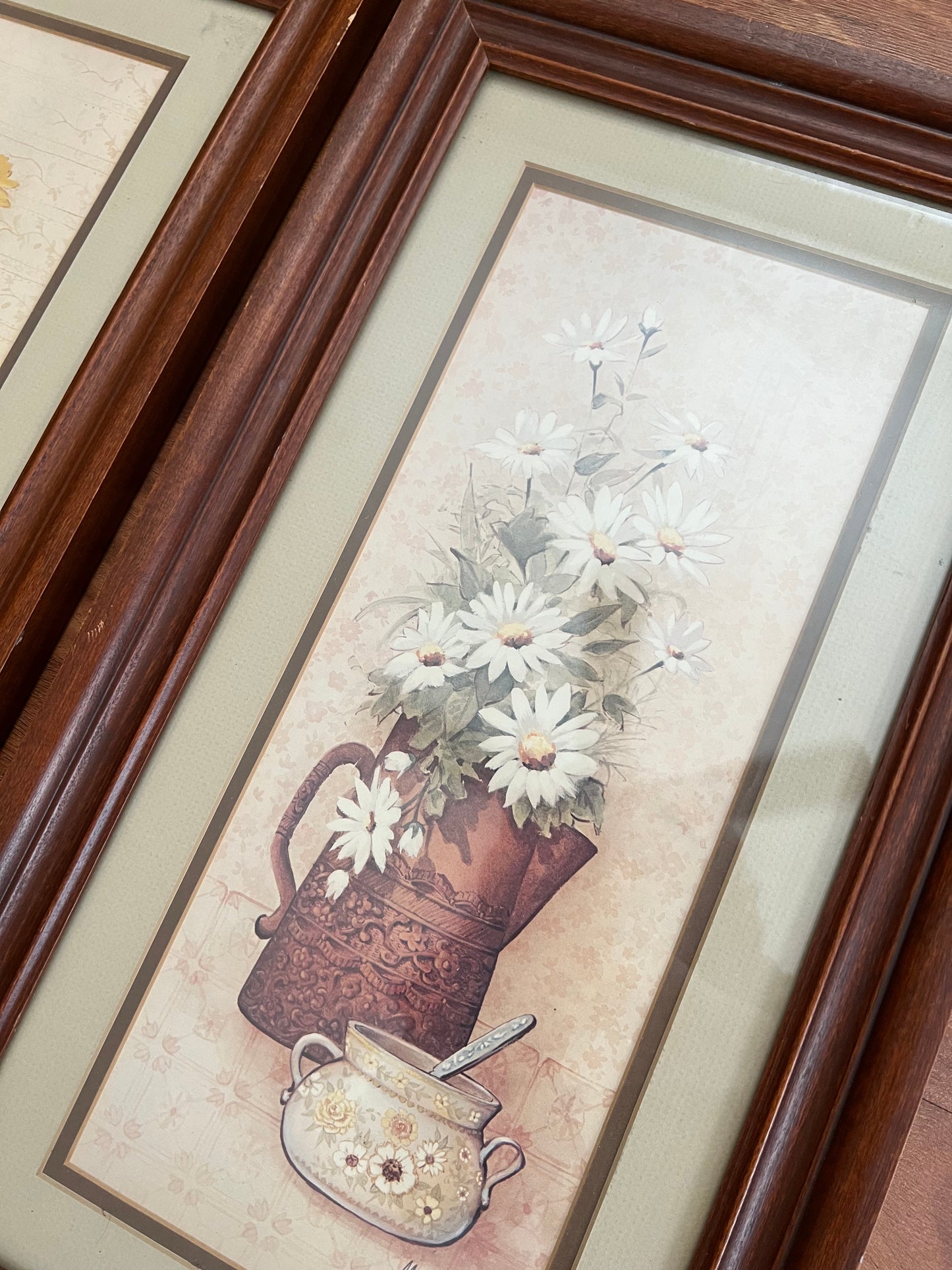 Set of 2 Flower and Tea Kettle Pictures