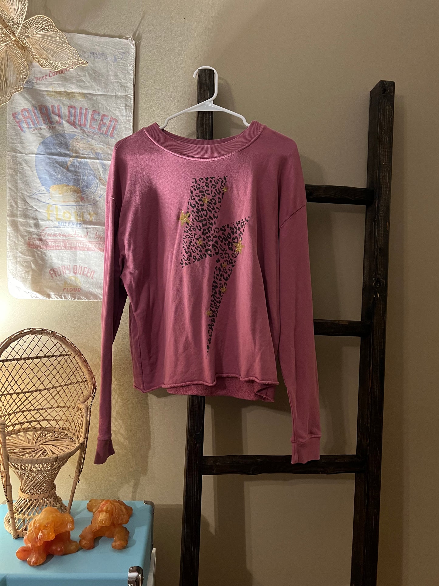 Size Medium LetLuv For Anthropologie Leopard Lightning Strike Crewneck
