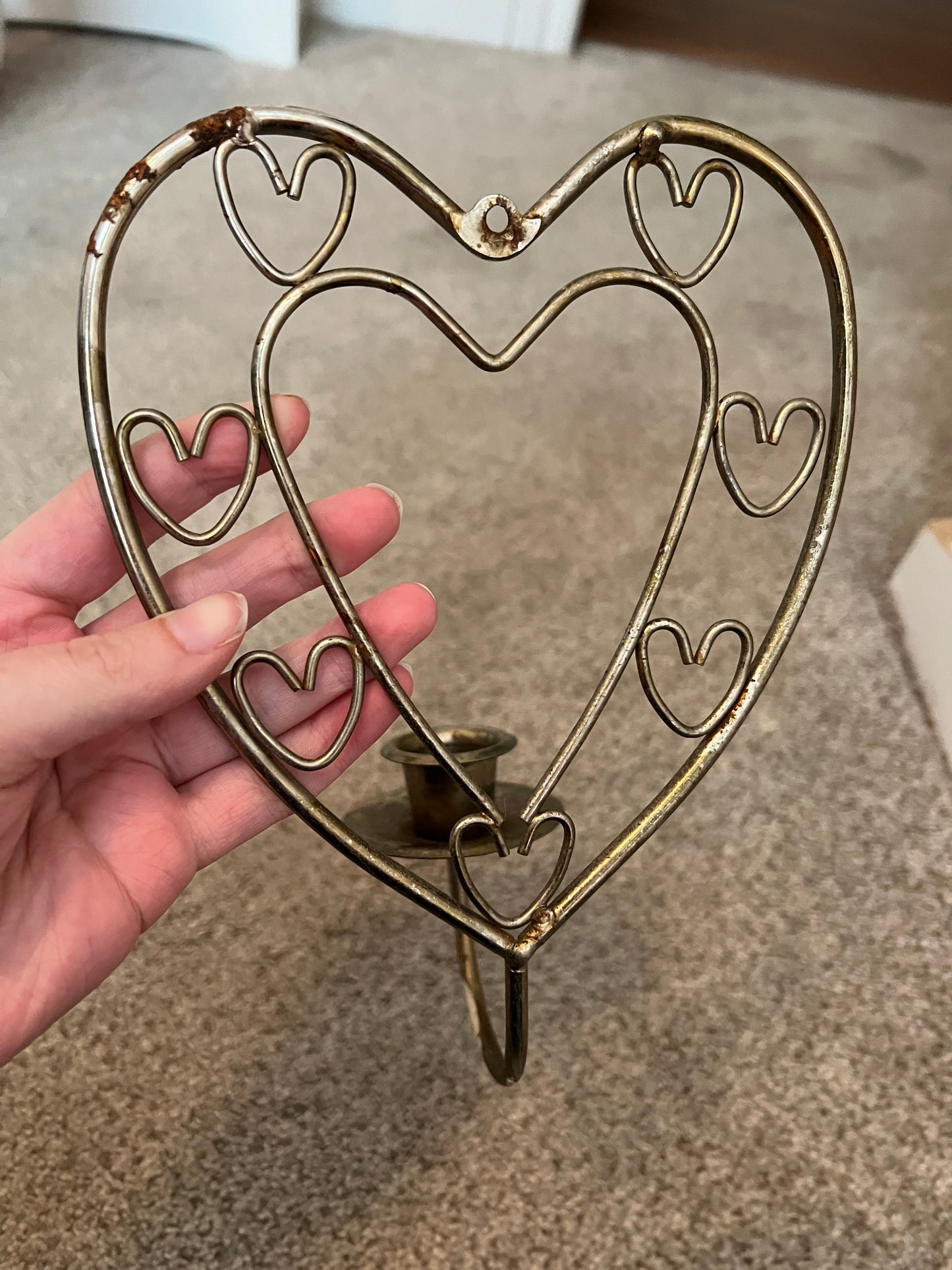 Vintage Brass Heart Wall Sconce