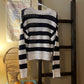Size Large Universal Thread Navy & White Striped Sweater