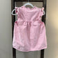 Size Medium Entro Boutique Pink Denim Button-Up Ruffle Top