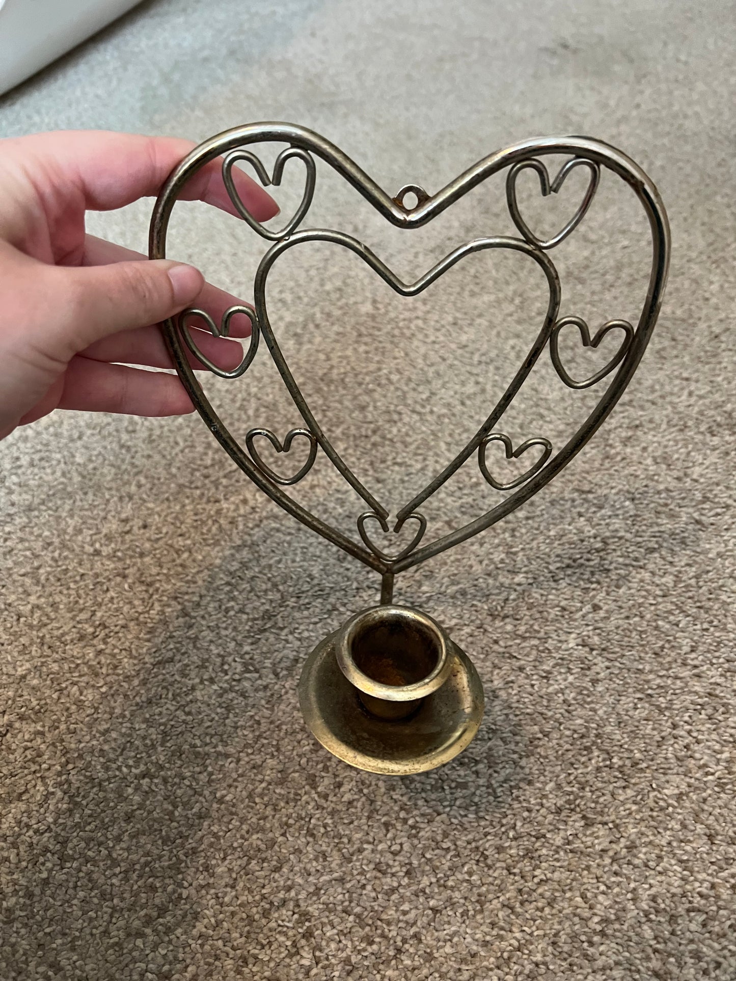 Vintage Brass Heart Wall Sconce