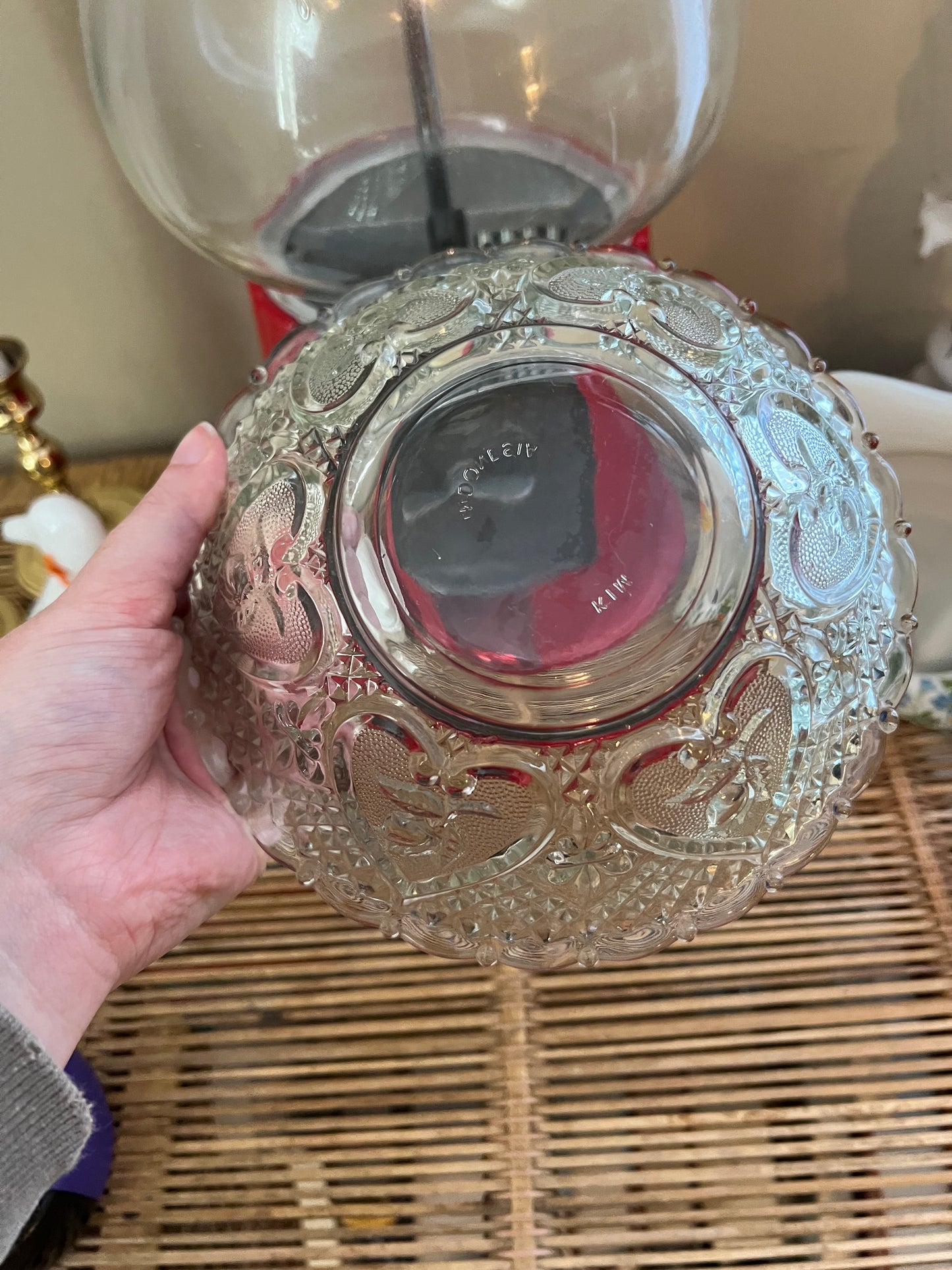 Vintage KIM Pressed Glass Fruit Bowl
