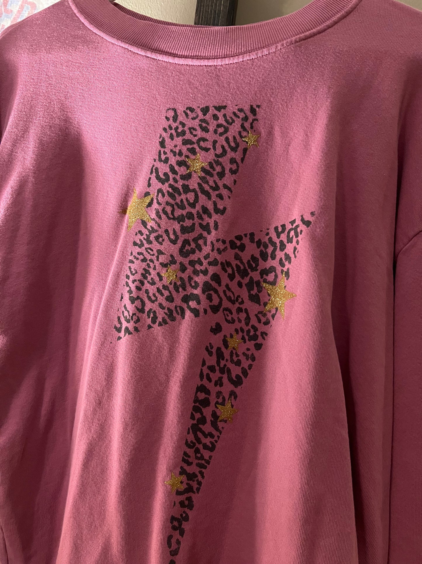 Size Medium LetLuv For Anthropologie Leopard Lightning Strike Crewneck