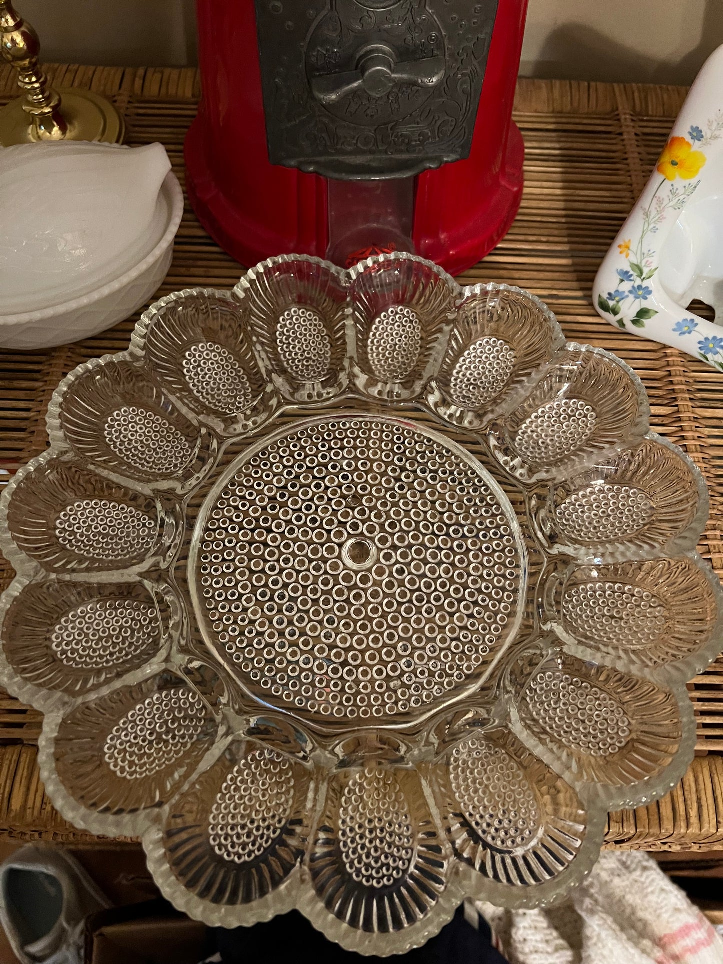 Vintage Indiana Glass Hobnail Egg Plate