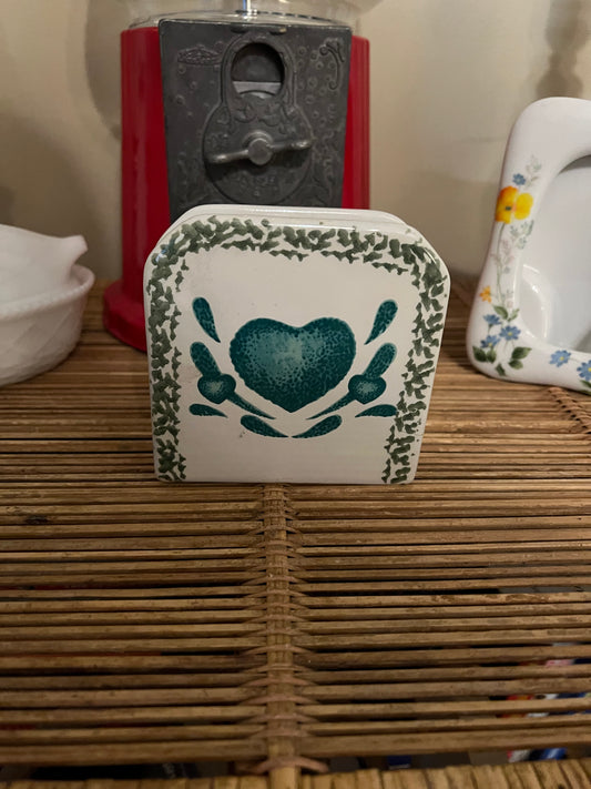 Green Heart Stoneware Napkin Holder