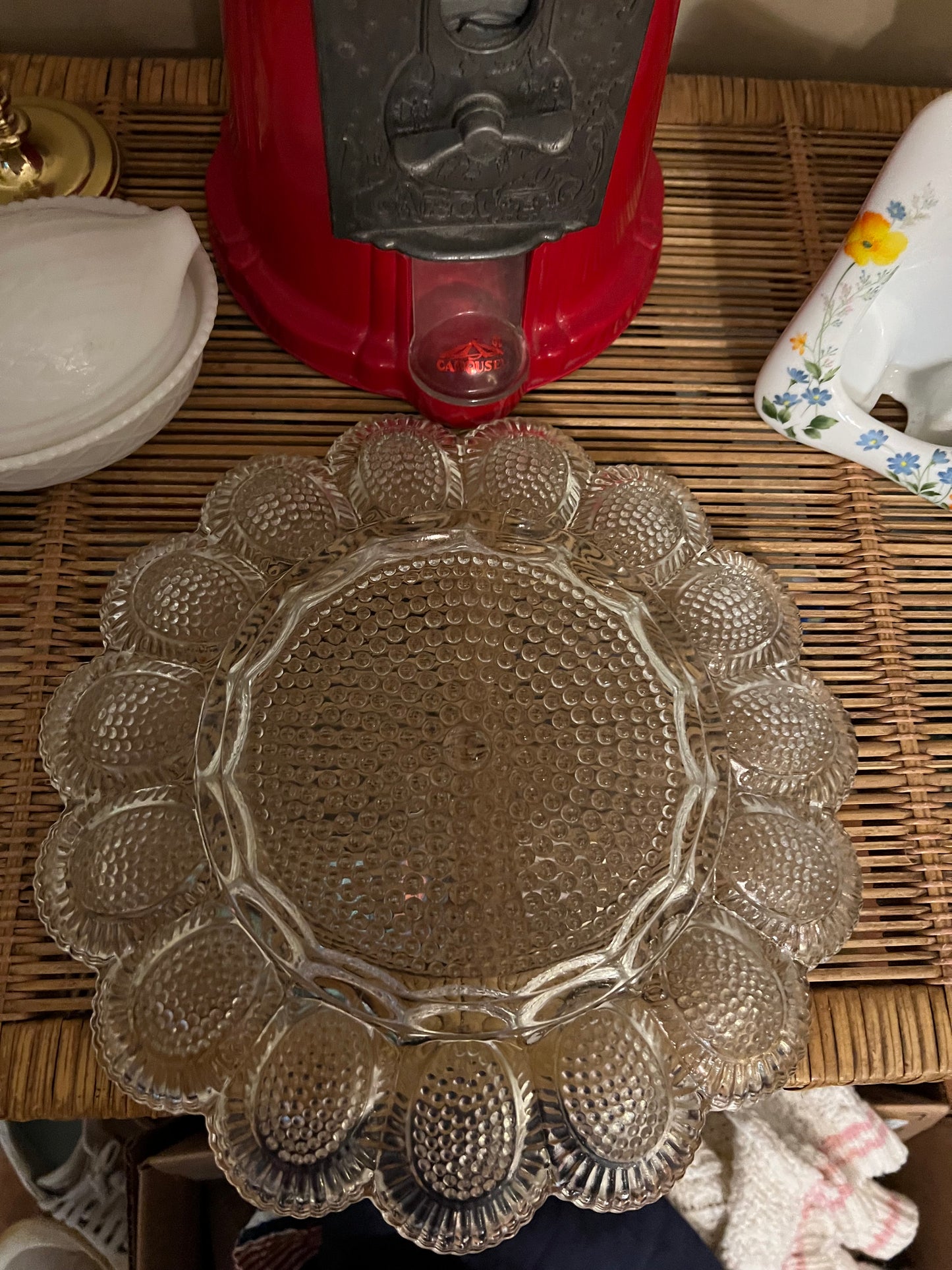 Vintage Indiana Glass Hobnail Egg Plate