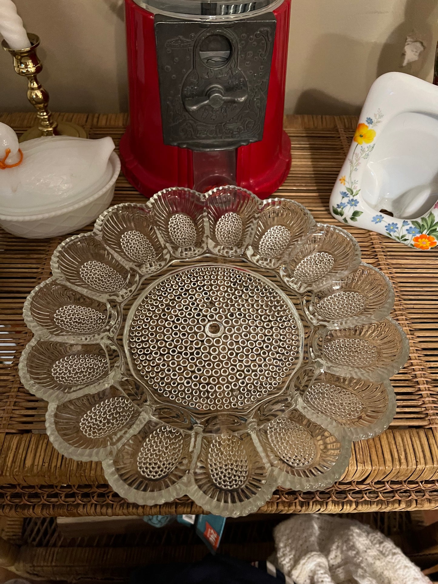 Vintage Indiana Glass Hobnail Egg Plate