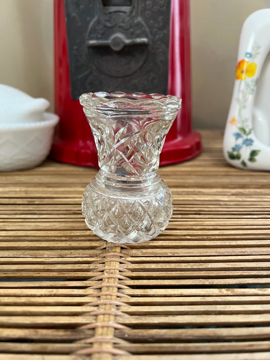 Mini Diamond Cut Glass Vase/Toothpick Holder