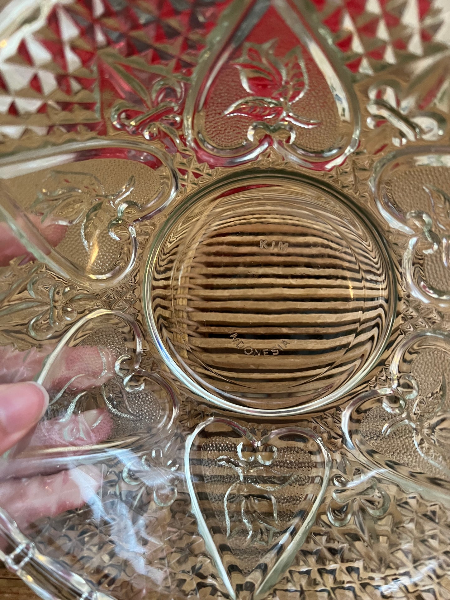 Vintage KIM Pressed Glass Fruit Bowl