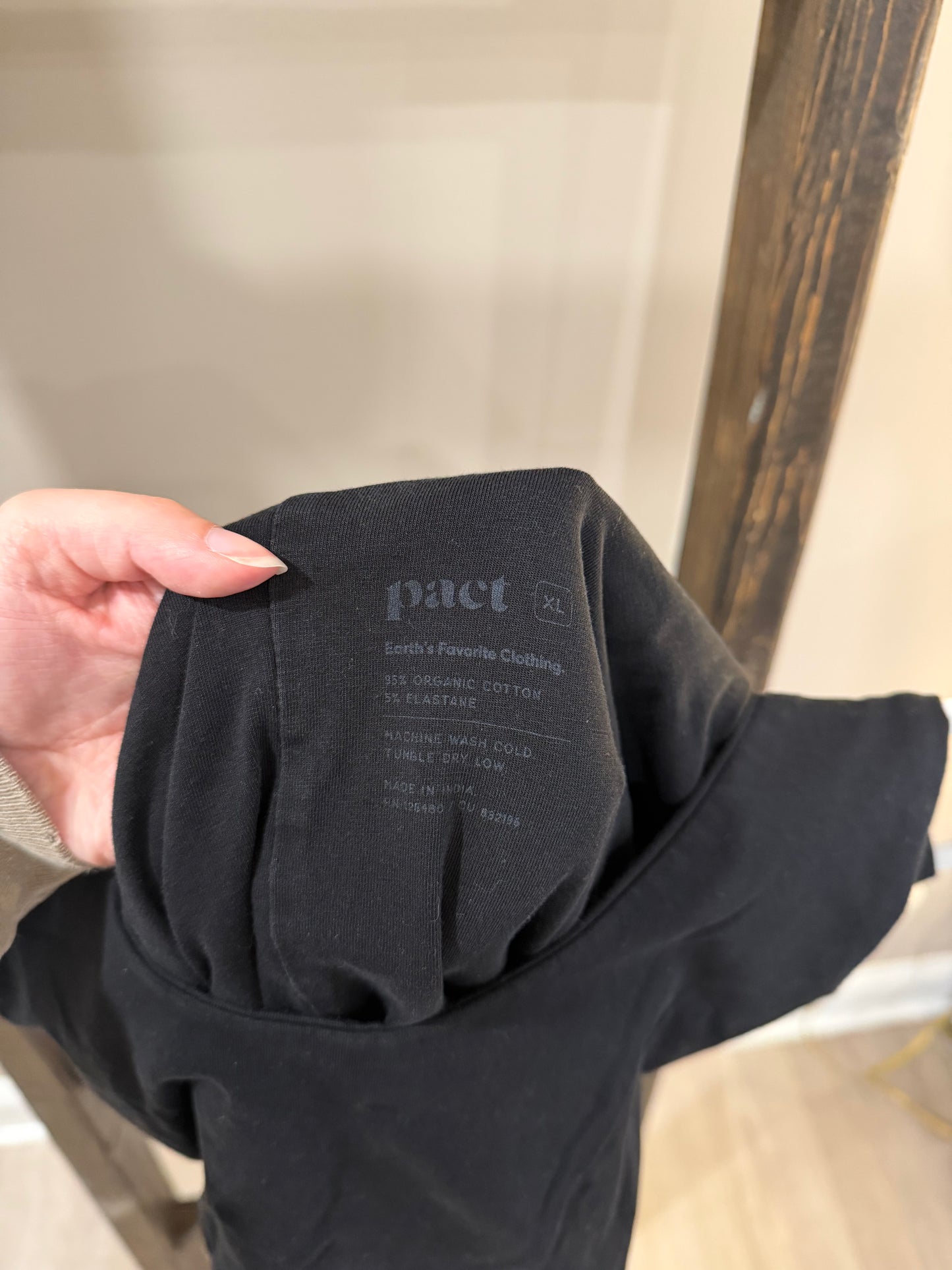 Size XL Pact Black Organic Cotton Bodysuit