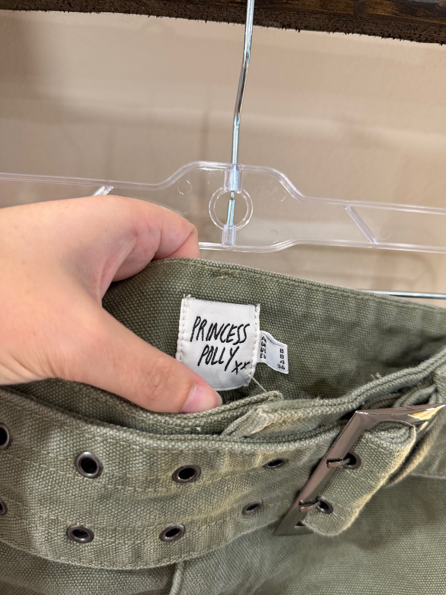Size 4 Princess Polly Green Cargo Mini Skirt