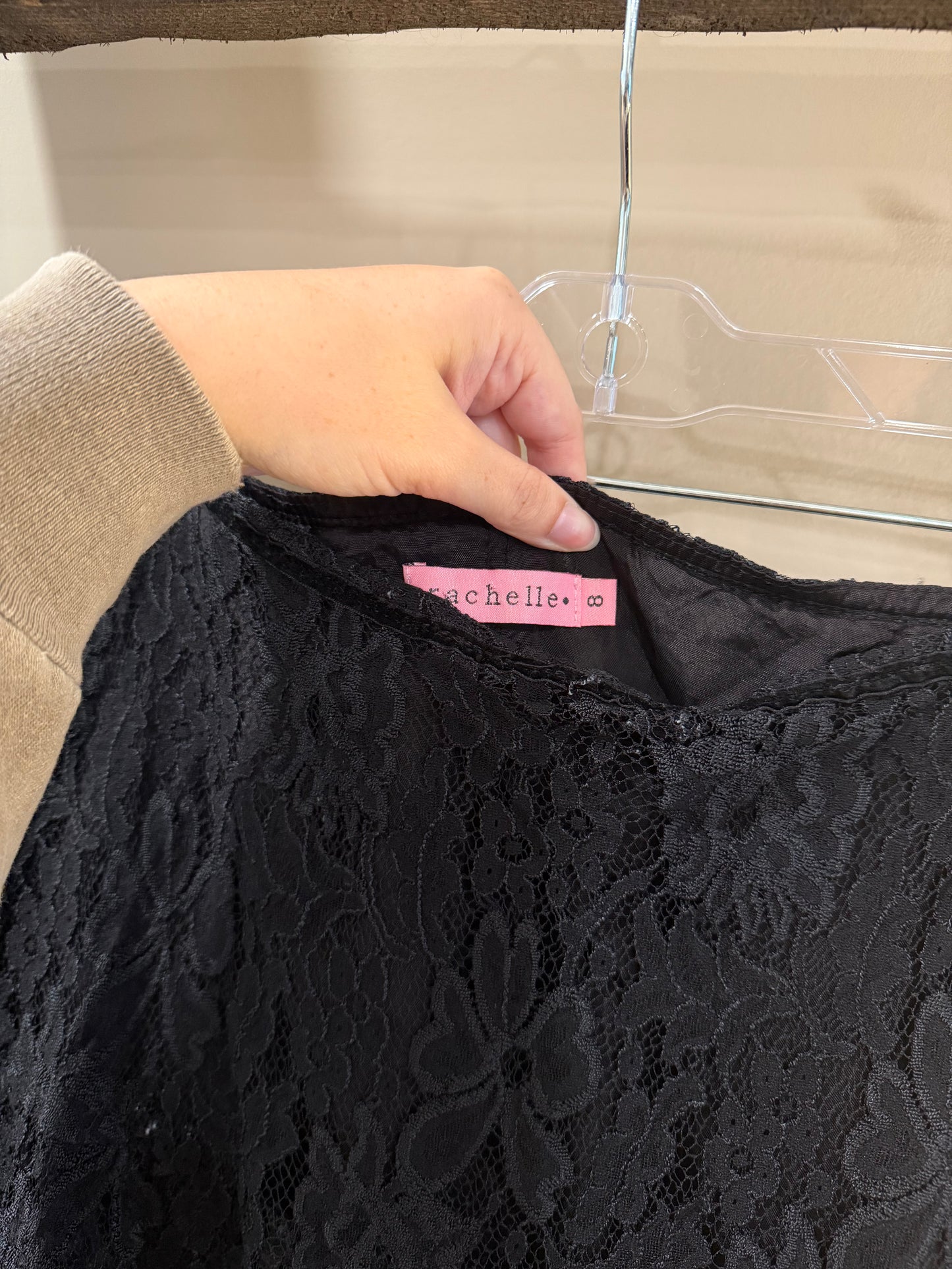 Size 8 Rachelle Black Lace Midi Skirt