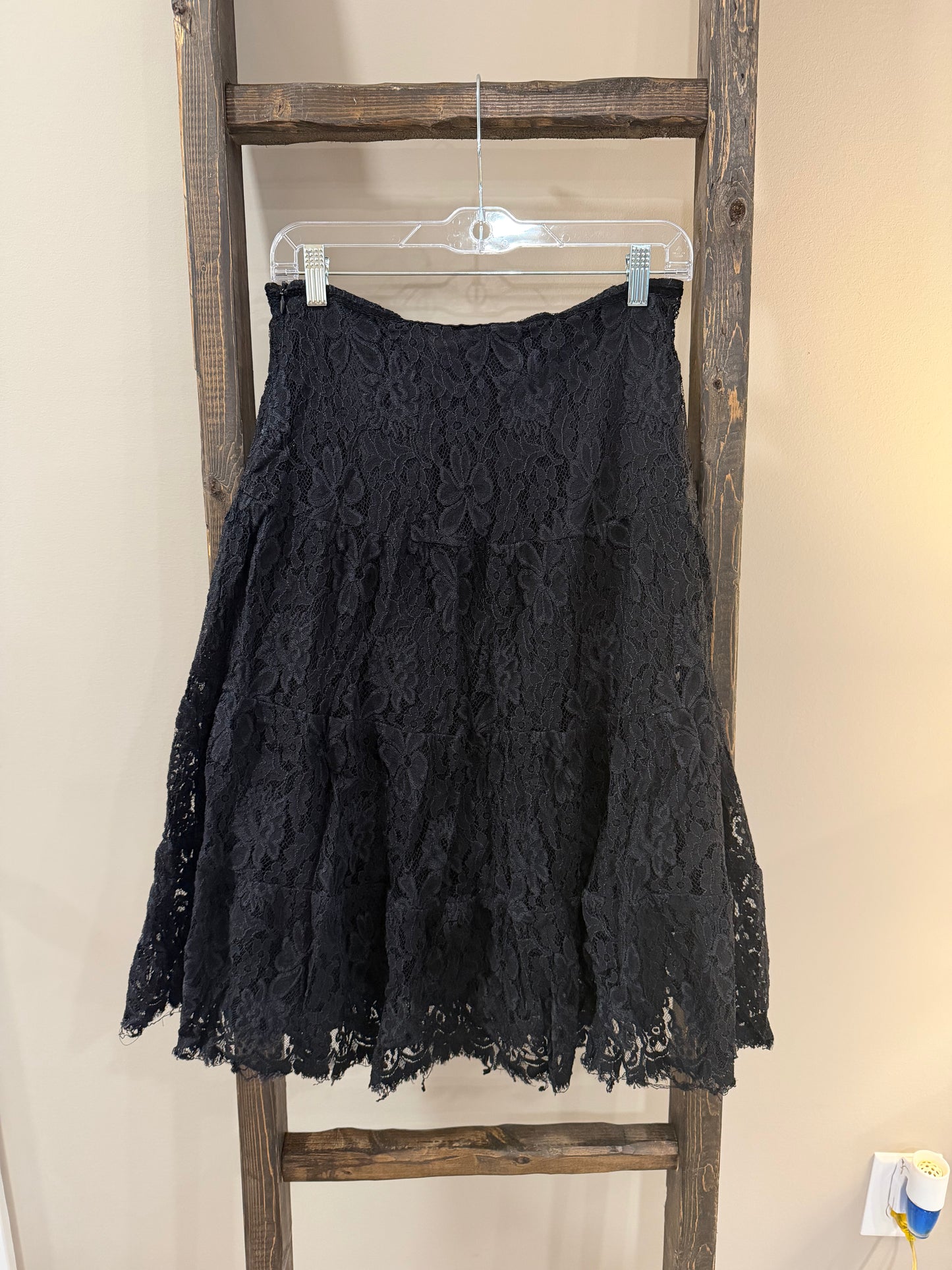 Size 8 Rachelle Black Lace Midi Skirt