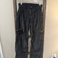 Size 00 American Eagle Super High Rise Baggy Wide Leg Black Corduroy Cargo Utility Pants