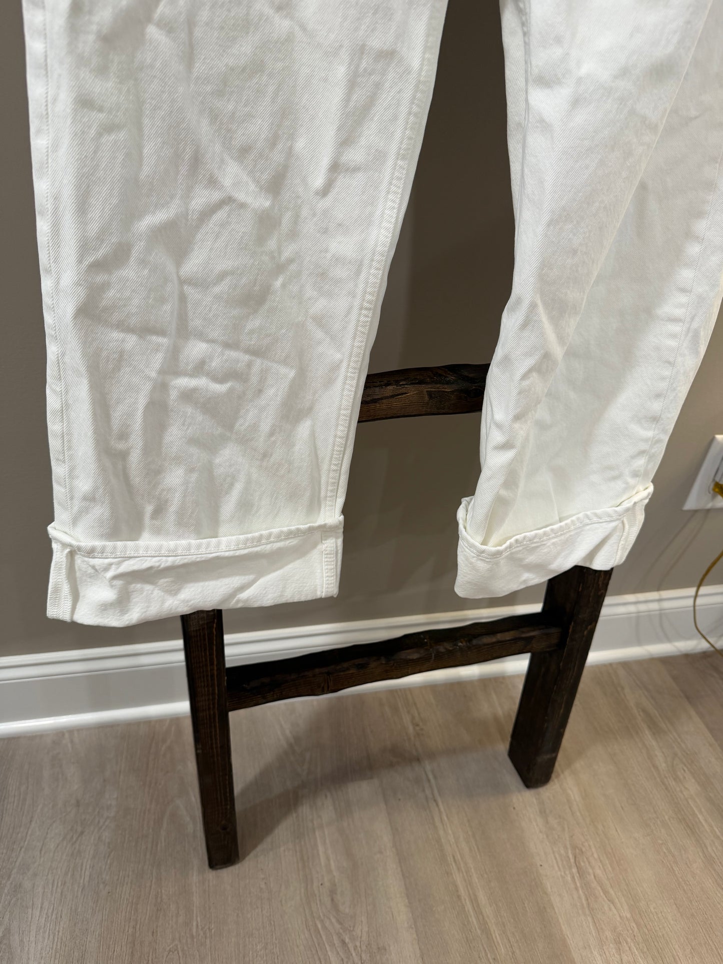 Size 27 Madewell White Low-Slung Baggy Button Fly Jeans