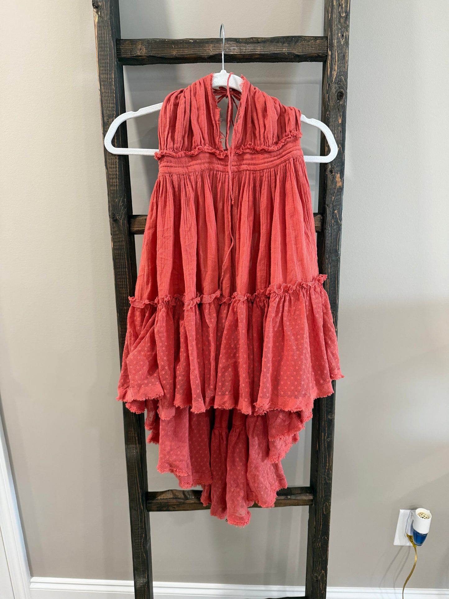 Size Small Free People Endless Summer “100 Degrees” Boho Mini Halter V-Neck Dress