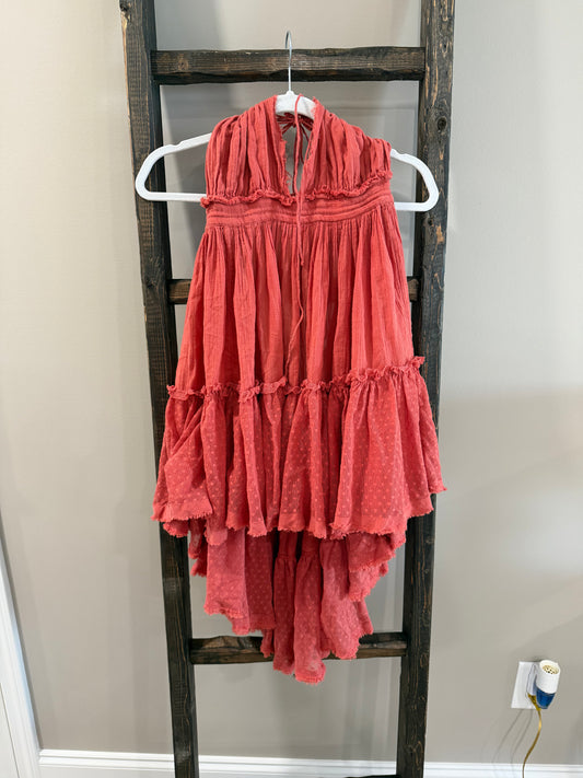 Size Small Free People Endless Summer “100 Degrees” Boho Mini Halter V-Neck Dress