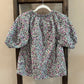 Size Small J Crew Floral Puff Sleeve Split Neck Top