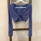 Size Large Offline by Aerie Rib Knit Long Sleeve Twist Front Crop Top