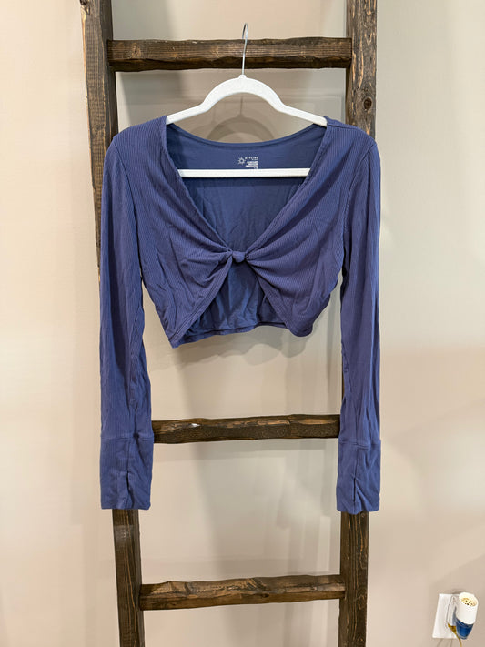 Size Large Offline by Aerie Rib Knit Long Sleeve Twist Front Crop Top