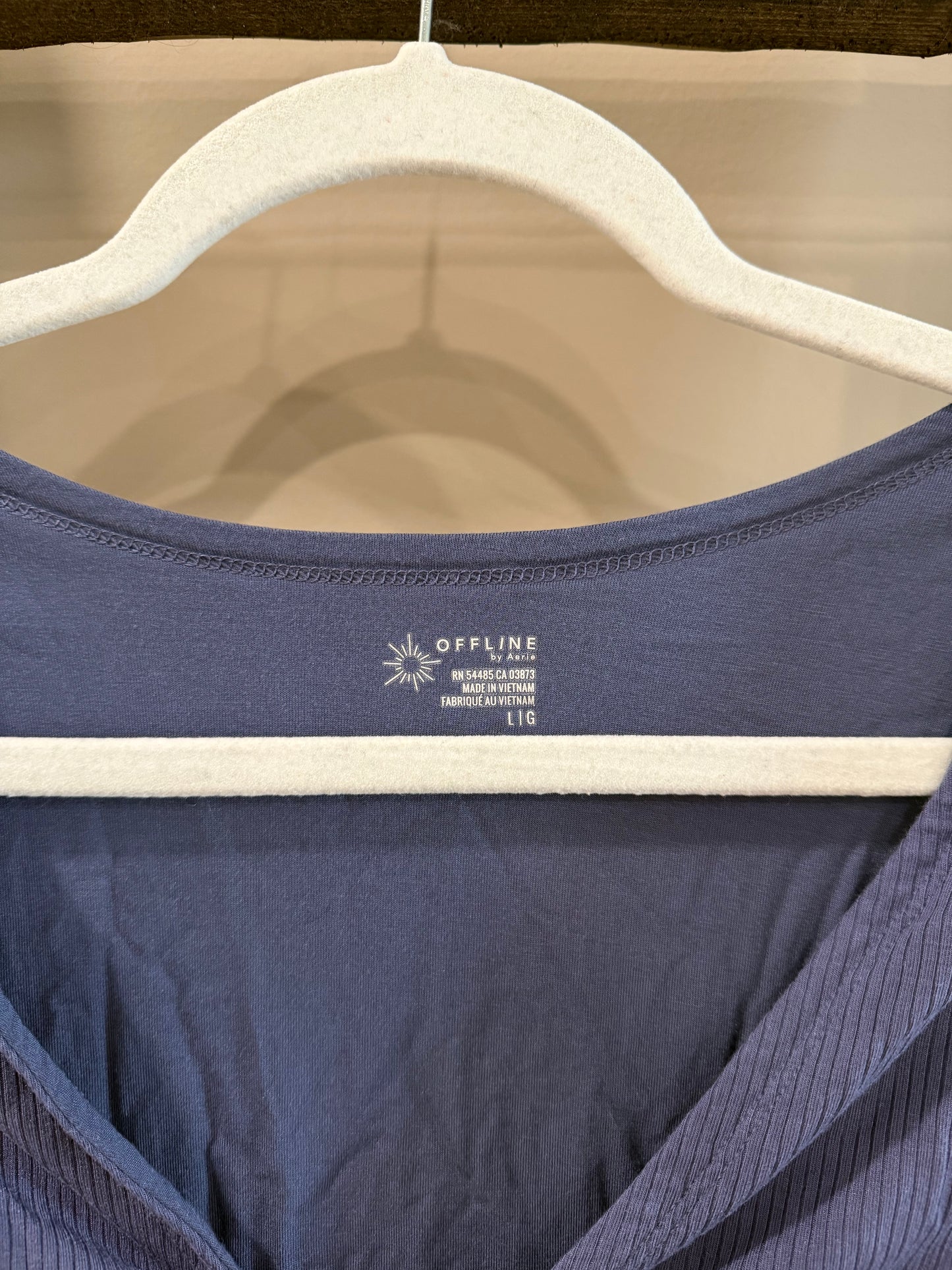 Size Large Offline by Aerie Rib Knit Long Sleeve Twist Front Crop Top