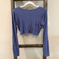 Size Large Offline by Aerie Rib Knit Long Sleeve Twist Front Crop Top
