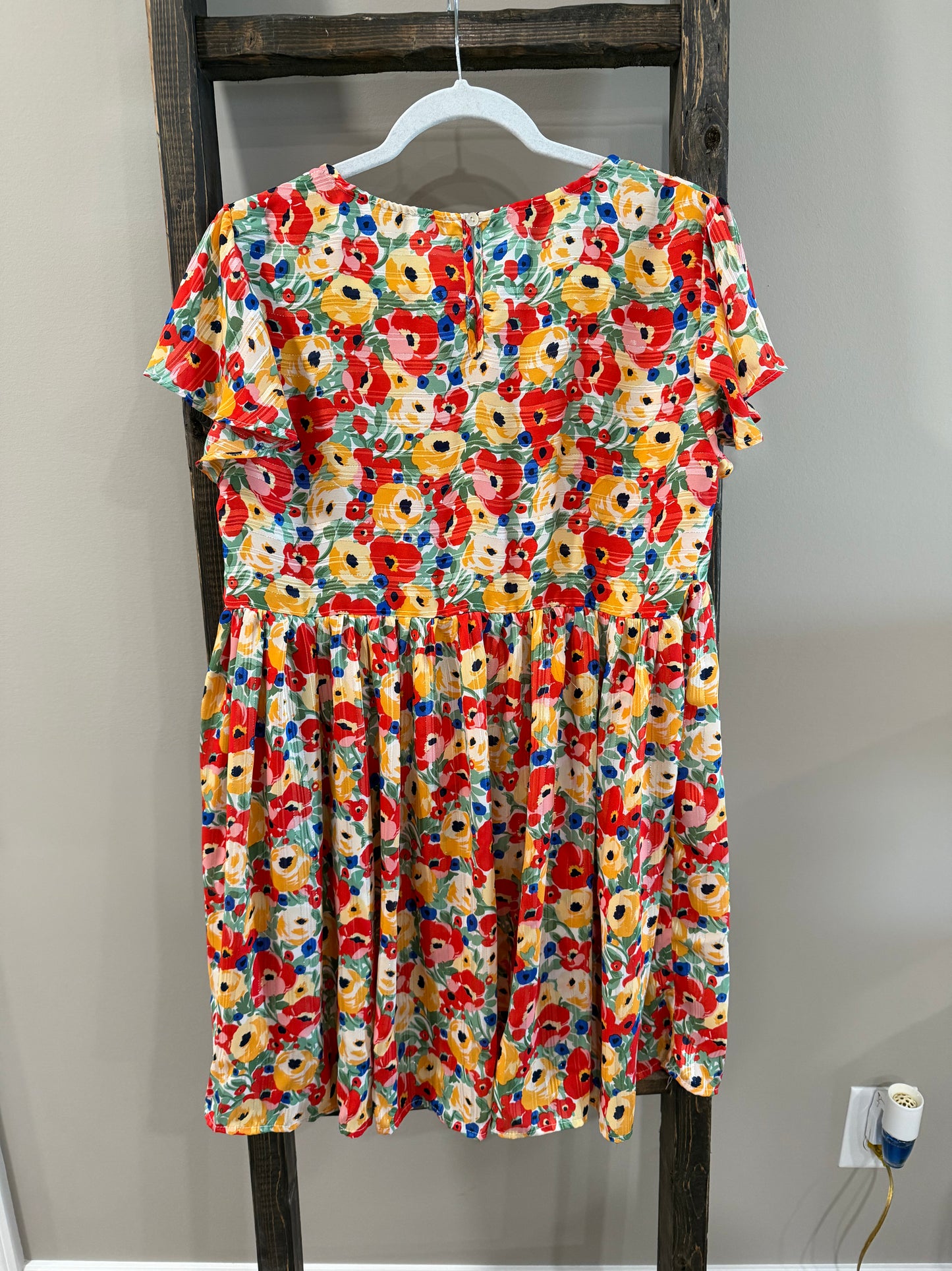 Umgee Floral Metallic Babydoll Dress