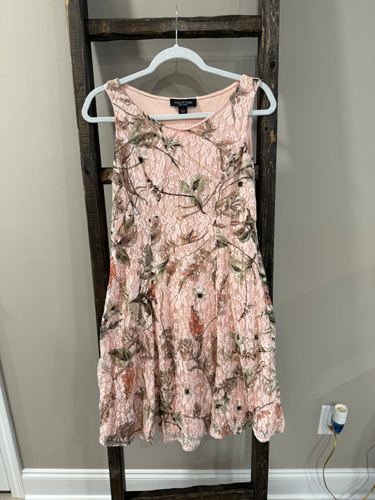Size Small Perceptions Pink Floral Lace Overlay Dress