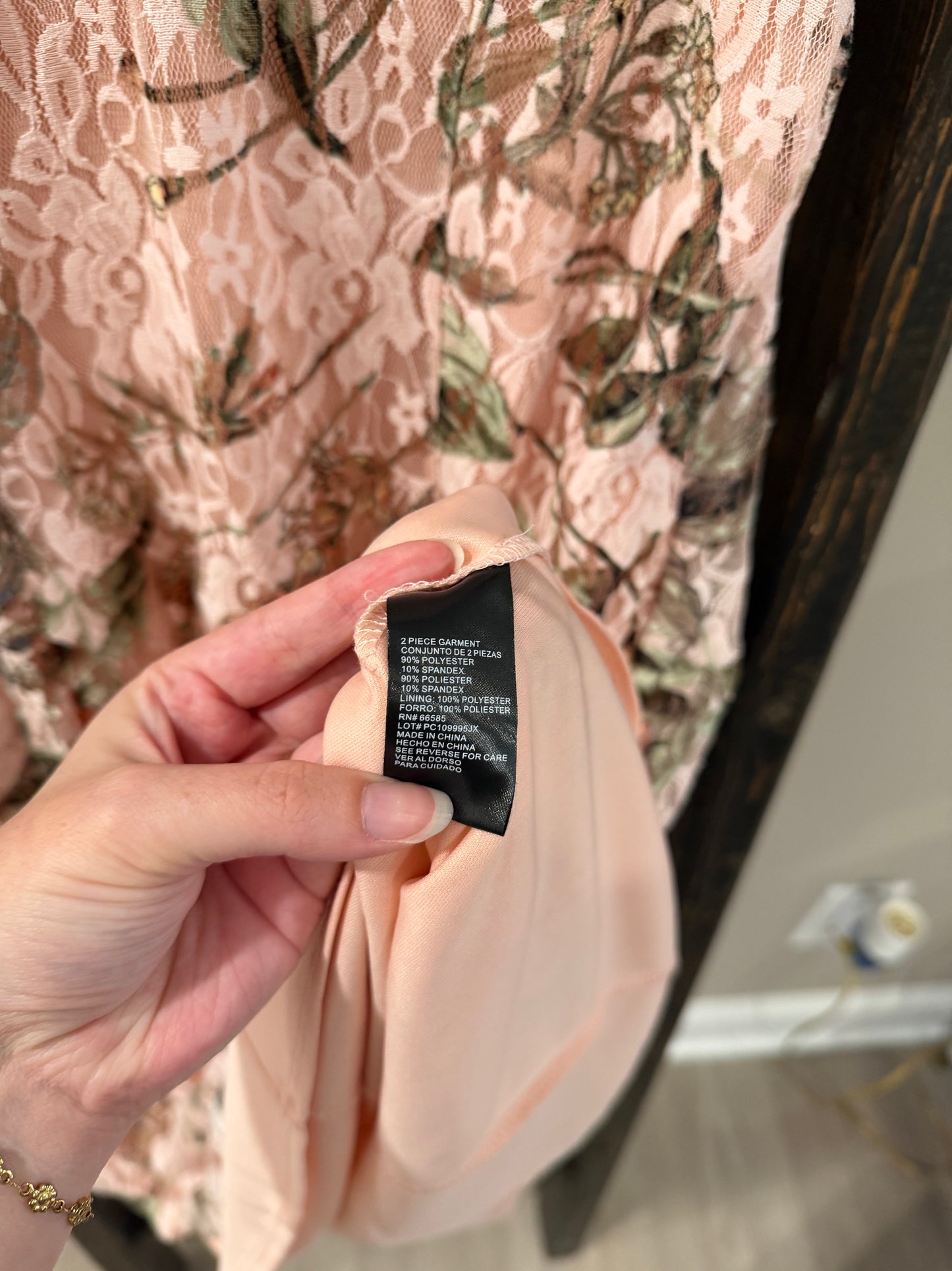 Size Small Perceptions Pink Floral Lace Overlay Dress