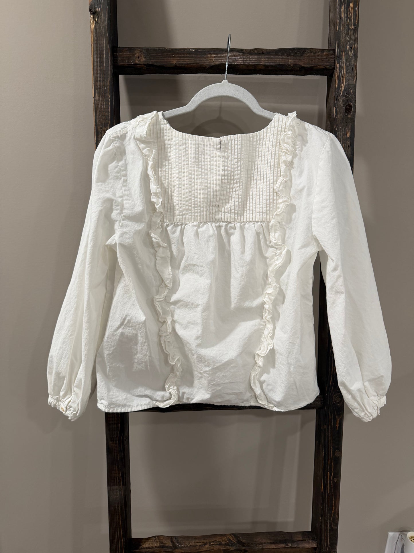 Size Medium Able Sarah Ruffle Pleated White Blouse