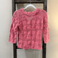 Size Large White Stag Pink Crochet Cardigan with Ruffle Trim &amp; Front Tie