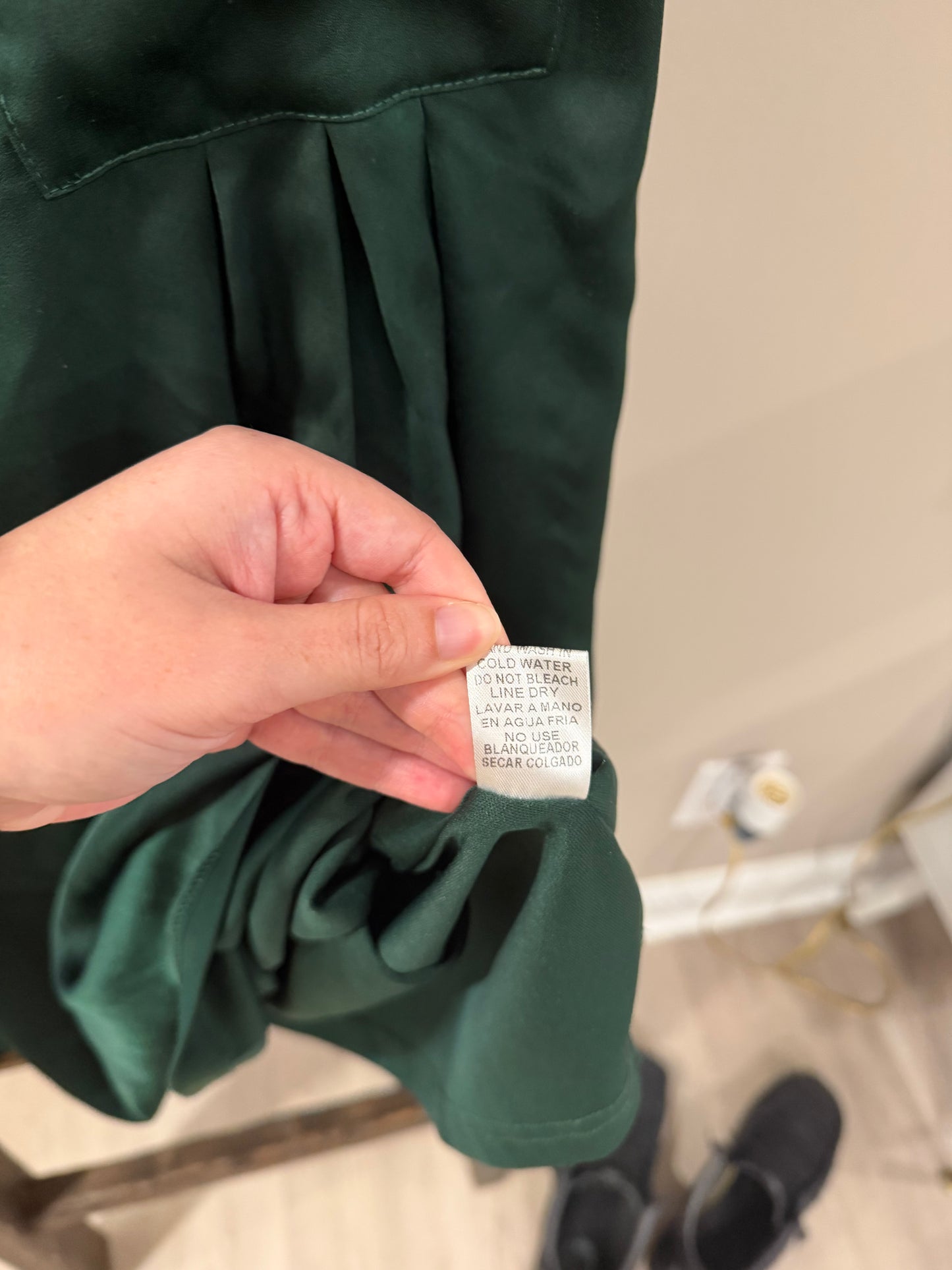 Size Small Entro Emerald Green Shift Dress With Front Pleated Pockets
