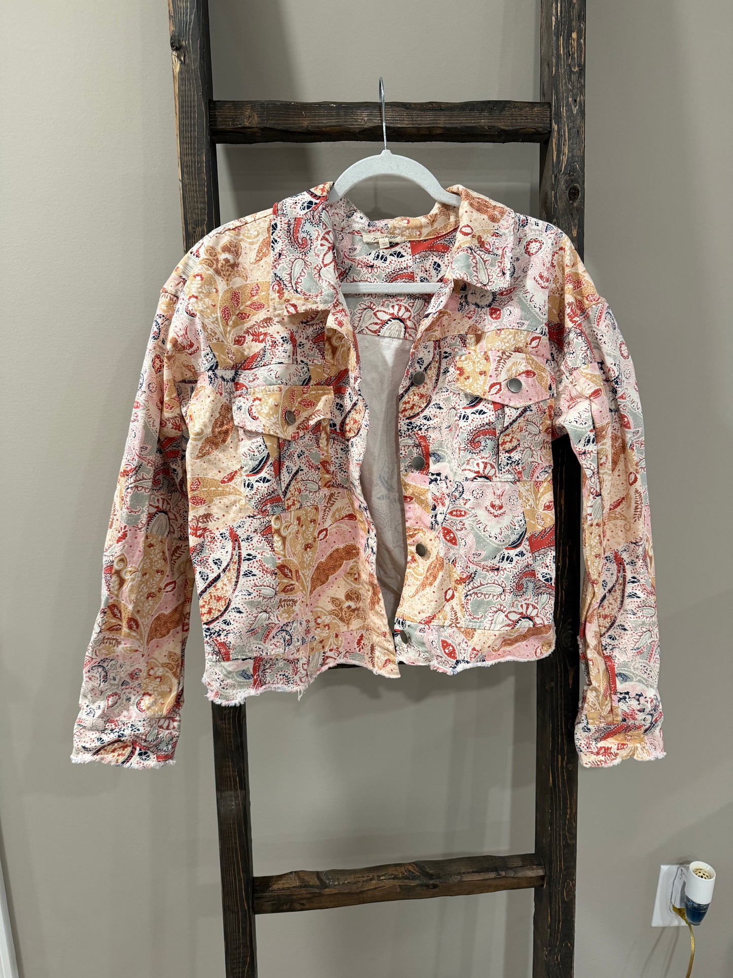 NWOT Size Large Mystree Paisley Patchwork Trucker Jacket