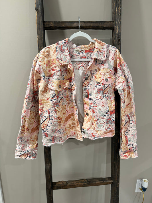 NWOT Size Large Mystree Paisley Patchwork Trucker Jacket