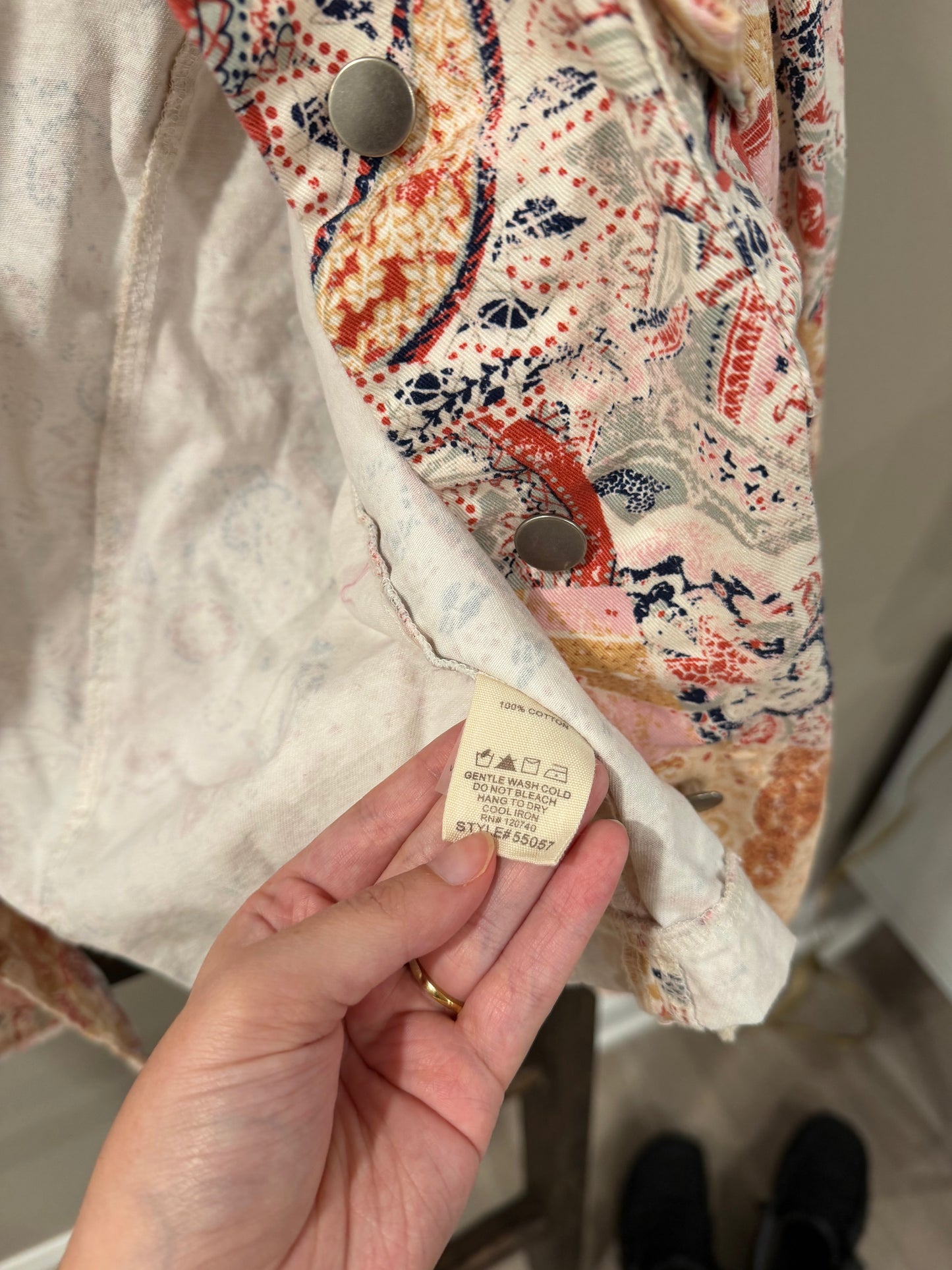 NWOT Size Large Mystree Paisley Patchwork Trucker Jacket
