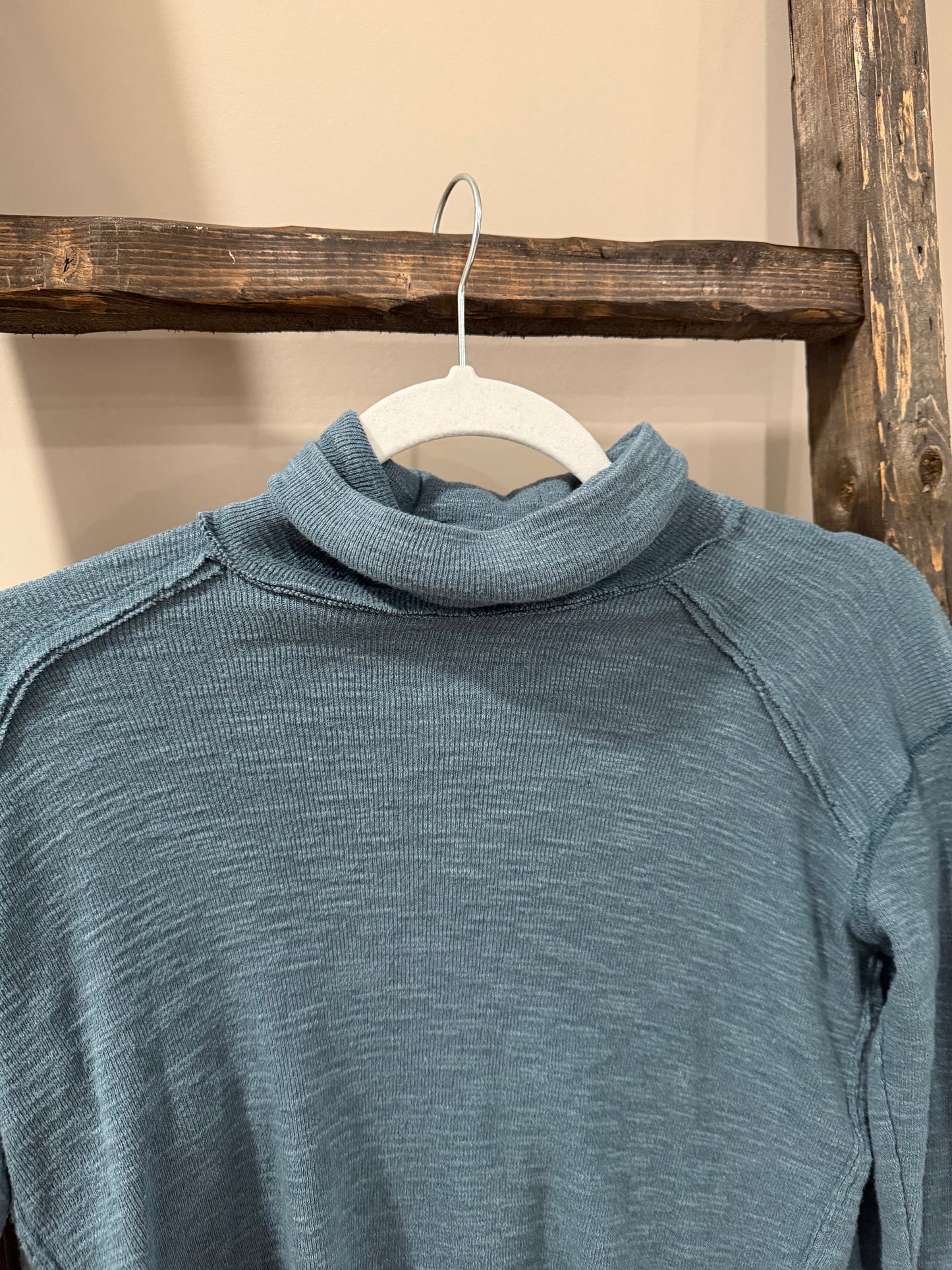Size XS We The Free Split Teal Back Turtleneck Sweater