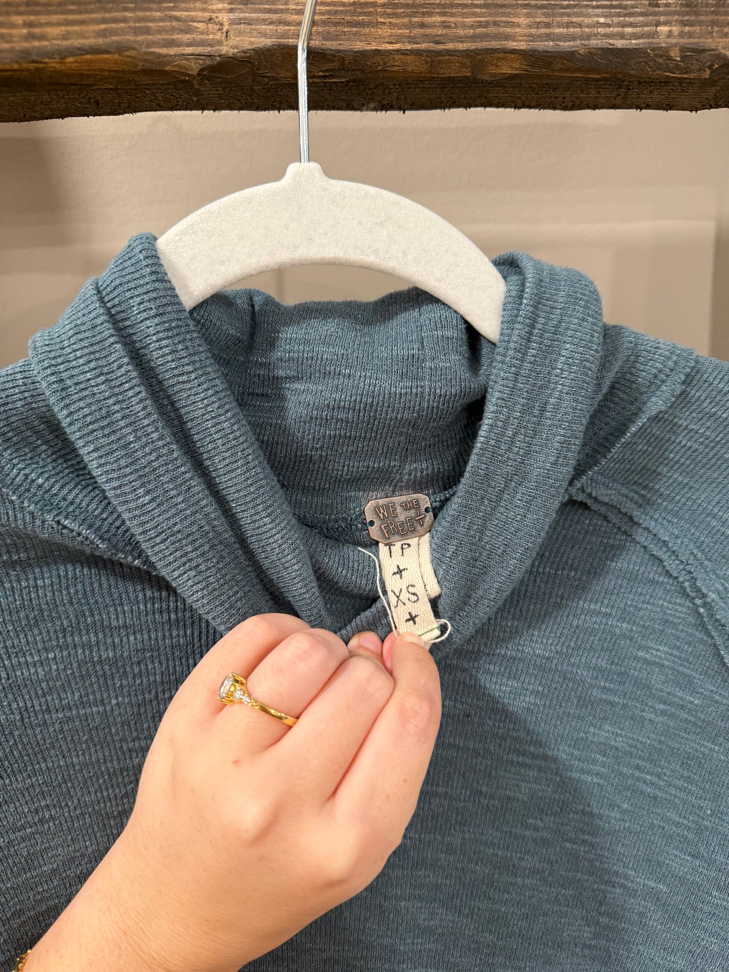 Size XS We The Free Split Teal Back Turtleneck Sweater