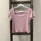 Size Large Madewell Pink Maeve Ribbed Square Neck Crop Top