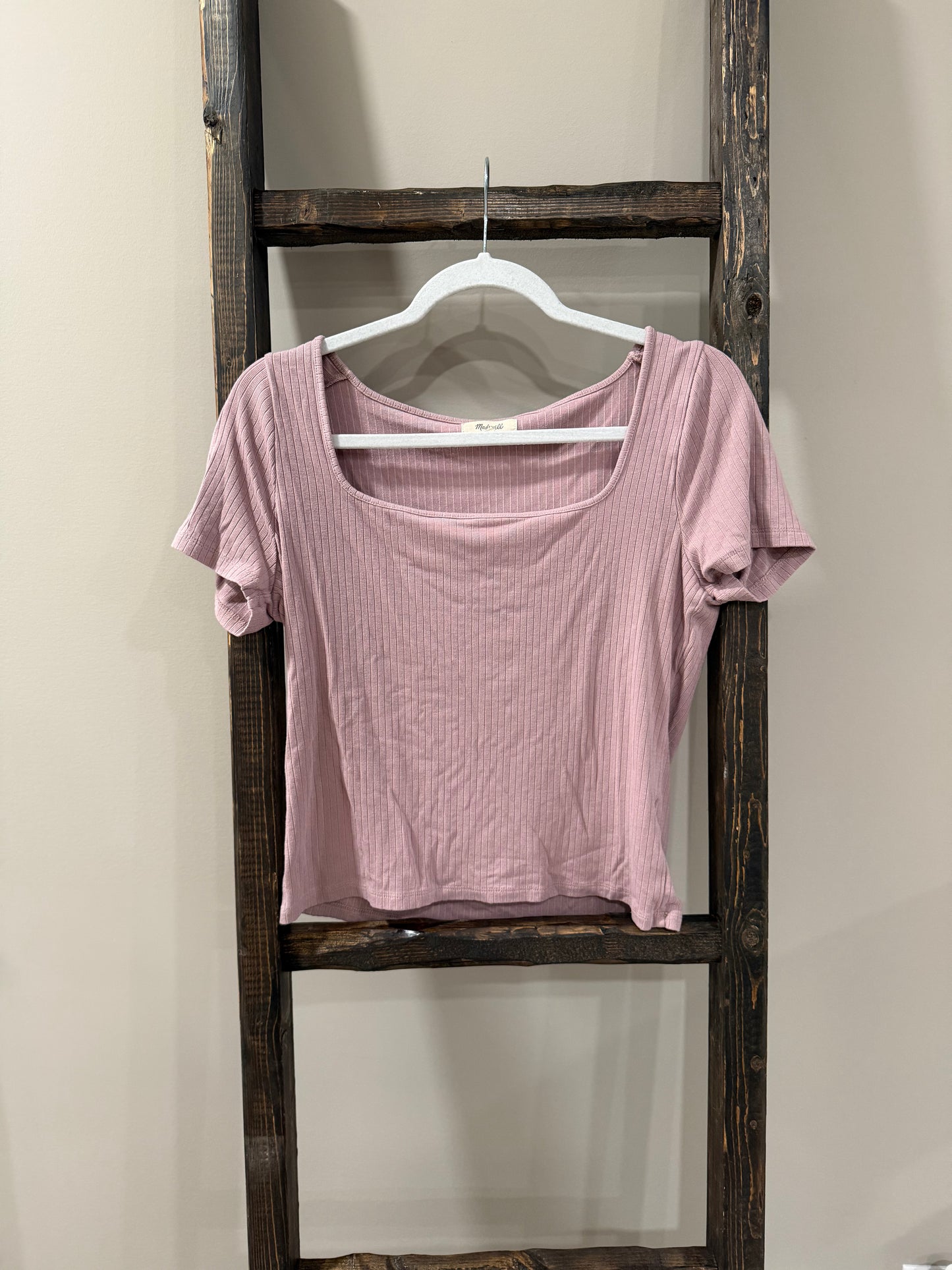 Size Large Madewell Pink Maeve Ribbed Square Neck Crop Top